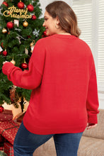 Load image into Gallery viewer, Fiery Red Tinsel merry Pattern Drop Shoulder Plus Size Sweater