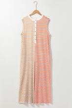 Load image into Gallery viewer, Orange Stripe Oversized Buttoned Front Sleeveless Wide Leg Jumpsuit