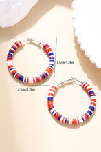Load image into Gallery viewer, Fiery Red Patriotic Multicolored Bead Hoop Earrings