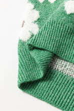 Load image into Gallery viewer, Khaki Floral Pattern Half Zip Drop Shoulder Sweater