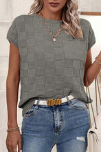 Load image into Gallery viewer, Dusty Pink Lattice Textured Knit Short Sleeve Sweater