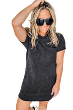 Load image into Gallery viewer, Blue Striped Ribbed Knit T-shirt Shift Dress