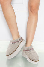 Load image into Gallery viewer, White Embroidered Sherpa Plush Thick Sole Winter Slippers