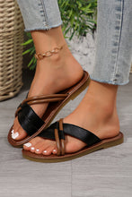 Load image into Gallery viewer, Black Criss Cross PU Leather Flat Slippers