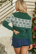 Load image into Gallery viewer, Green Christmas Snowflake Dotted Print Round Neck Sweater