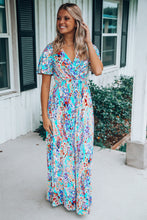 Load image into Gallery viewer, Rose Wrap V Neck Floral Maxi Dress
