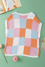 Load image into Gallery viewer, Grapefruit Orange Color Block Cap Sleeve Sweater
