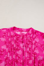 Load image into Gallery viewer, Rose Red Floral Print Pleated Drawstring Flowy Midi Dress