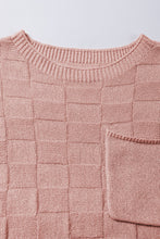 Load image into Gallery viewer, Dusty Pink Lattice Textured Knit Short Sleeve Sweater