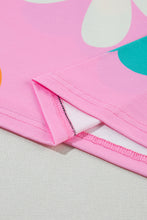 Load image into Gallery viewer, Pink Flower Print Bubble Sleeve Tee