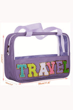 Load image into Gallery viewer, Black TRAVEL Chenille Letter Clear PVC Makeup Bag