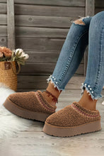 Load image into Gallery viewer, White Embroidered Sherpa Plush Thick Sole Winter Slippers