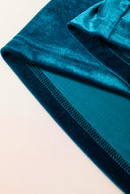 Load image into Gallery viewer, Prussian Blue Velvet Short Sleeve Shirred Waist Tiered Maxi Dress