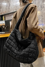 Load image into Gallery viewer, White Quilted Zipper Large Shoulder Bag