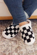 Load image into Gallery viewer, Black Checkered Print Fuzzy Slip On Winter Slippers