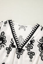 Load image into Gallery viewer, Beige Vintage Geometric Printed 3/4 Sleeve V Neck Blouse