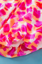 Load image into Gallery viewer, Green Abstract Print Button Back Ruffled High Neck Blouse