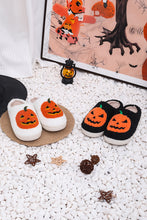 Load image into Gallery viewer, White Halloween Pumpkin Print Plush Slippers (Runs Small, Size Up)