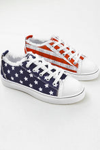 Load image into Gallery viewer, Blue American Flag Lace-up Canvas Flat Shoes