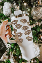 Load image into Gallery viewer, White Valentine Leopard Lips Print Thermos Cup with Straw 40oz