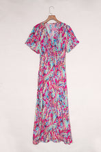 Load image into Gallery viewer, Rose Wrap V Neck Floral Maxi Dress