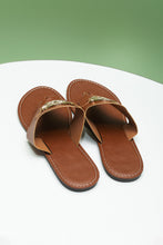 Load image into Gallery viewer, Chestnut Metal Décor Leather Thong Slippers