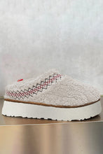 Load image into Gallery viewer, White Embroidered Sherpa Plush Thick Sole Winter Slippers