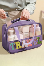 Load image into Gallery viewer, Black TRAVEL Chenille Letter Clear PVC Makeup Bag