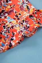 Load image into Gallery viewer, Orange Floral Printed Ruffle Sleeve Curvy Babydoll Blouse -PLUS