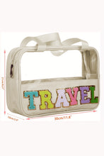 Load image into Gallery viewer, Black TRAVEL Chenille Letter Clear PVC Makeup Bag