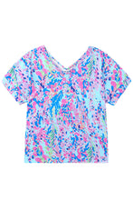 Load image into Gallery viewer, Sky Blue Loose Painted Floral Tee