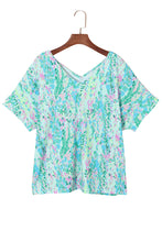 Load image into Gallery viewer, Sky Blue Loose Painted Floral Tee