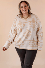 Load image into Gallery viewer, Apricot Plus Size Western Aztec Print Loose Sweater