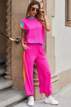 Load image into Gallery viewer, Strawberry Pink Color Block Detail Casual Two-piece Set