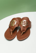 Load image into Gallery viewer, Chestnut Metal Décor Leather Thong Slippers