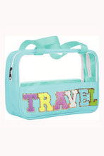 Load image into Gallery viewer, Black TRAVEL Chenille Letter Clear PVC Makeup Bag