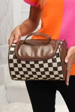 Load image into Gallery viewer, Black Checkered PU Leather Zipper Makeup Bag