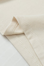 Load image into Gallery viewer, Beige Ruffle Flutter Sleeve High Neck Ribbed Blouse
