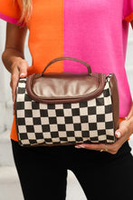 Load image into Gallery viewer, Black Checkered PU Leather Zipper Makeup Bag