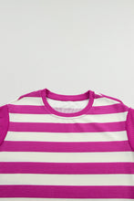 Load image into Gallery viewer, Rose Stripe Cap Sleeve Pocketed Shift T-shirt Dress