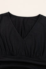 Load image into Gallery viewer, Phalaenopsis Short Sleeve Shirred High Waist V Neck Maxi Dress