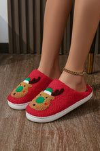 Load image into Gallery viewer, Fiery Red Christmas Reindeer Pattern Thick Sole Plush Slippers