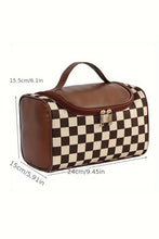 Load image into Gallery viewer, Black Checkered PU Leather Zipper Makeup Bag