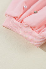 Load image into Gallery viewer, Light Pink Rhinestone Pearl Puff Half Sleeve Top