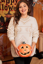 Load image into Gallery viewer, Apricot Plus Size Western Aztec Print Loose Sweater