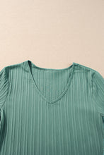 Load image into Gallery viewer, Beau Blue Ruffled Half Sleeve V Neck Textured Top