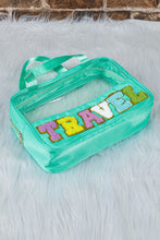 Load image into Gallery viewer, Black TRAVEL Chenille Letter Clear PVC Makeup Bag