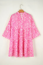 Load image into Gallery viewer, Bright Pink Leopard Printed Long Sleeve Buttoned Front Mini Dress