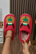 Load image into Gallery viewer, Fiery Red Christmas Reindeer Pattern Thick Sole Plush Slippers