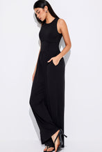 Load image into Gallery viewer, Black Cinched Waist Sleeveless Wide Leg Jumpsuit